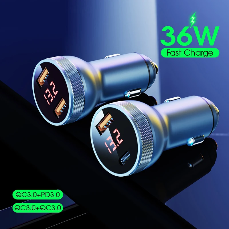 36W USB Type C Car Charger Mini USB PD Fast Charging Phone Adapter LED Digital Display Quick Charge 3.0 PD 3.0 For iPhone Xiaomi
36W USB Type C Car Charger Mini USB PD Fast Charging Phone Adapter LED Digital Display Quick Charge 3.0 PD 3.0 For iPhone Xiaomi