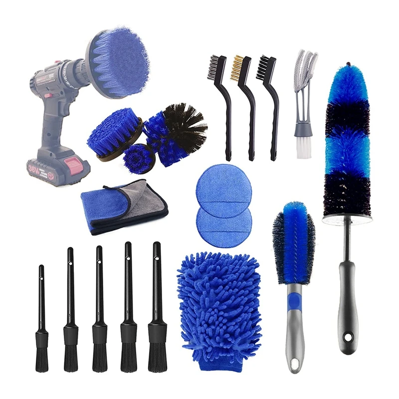 18Pcs Car Wheel Tire Brush Set Auto Detailing Drill Brush Set Car Cleaning Kit for Cleaning Wheels,Interior,Exterior 
18Pcs Car Wheel Tire Brush Set Auto Detailing Drill Brush Set Car Cleaning Kit for Cleaning Wheels,Interior,Exterior