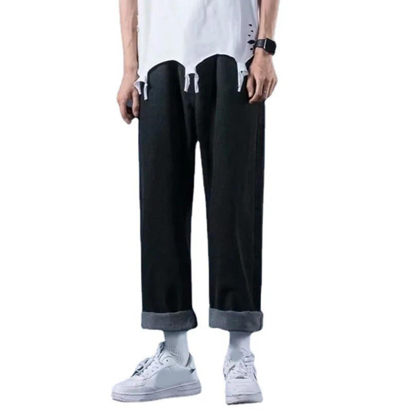 

Fashion Men's Jeans Loose Straight Casual Wide Leg Pants Cowboy Streetwear Korean Hiphop Trousers Spring Summer Denim Trouser