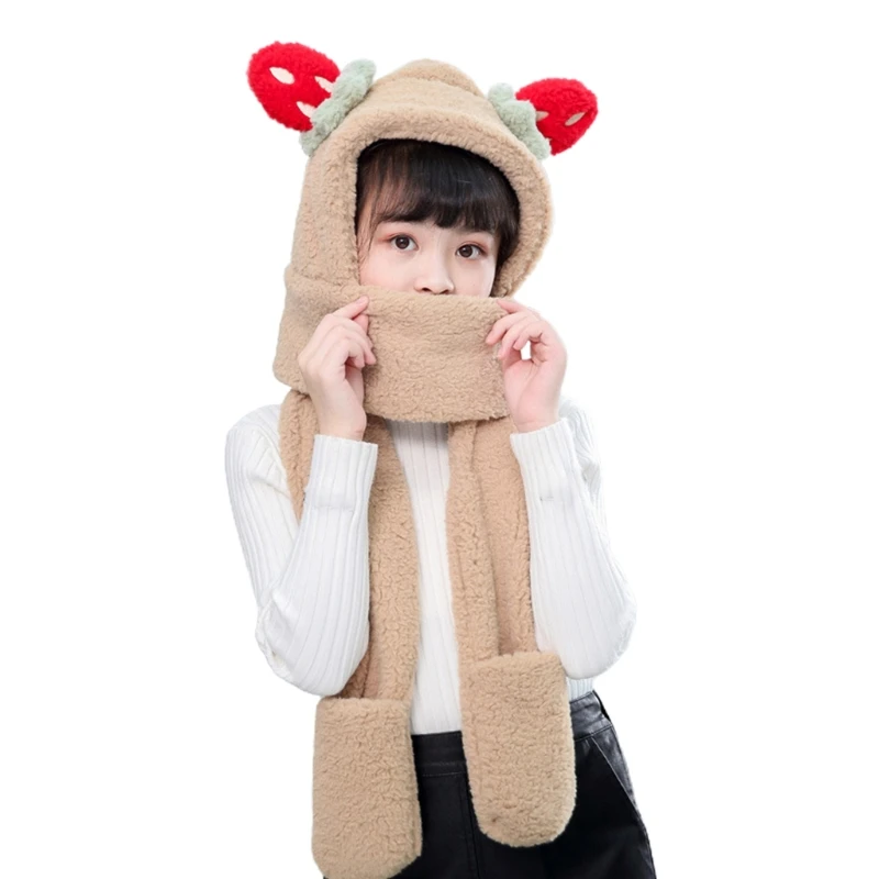 Kids Winter Warm 3 In 1 Strawberry Ears Faux Fleece Hooded Scarf Hat Gloves Set U90E 
Kids Winter Warm 3 In 1 Strawberry Ears Faux Fleece Hooded Scarf Hat Gloves Set U90E