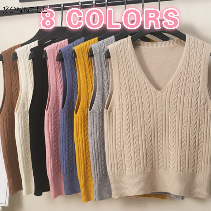 Women Sweater Vest Solid Twist Pattern Knitted Pullover Loose Casual Student All-match V-neck Korean Style Fashion Simple Retro
Women Sweater Vest Solid Twist Pattern Knitted Pullover Loose Casual Student All-match V-neck Korean Style Fashion Simple Retro