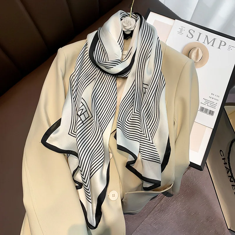 Luxury Designer Summer Autumn Ladies Long Striped Silk Hijab Scarf Travel Beach Shawl Wrap Woman Foulard High Quality 40*160cm
Luxury Designer Summer Autumn Ladies Long Striped Silk Hijab Scarf Travel Beach Shawl Wrap Woman Foulard High Quality 40*160cm