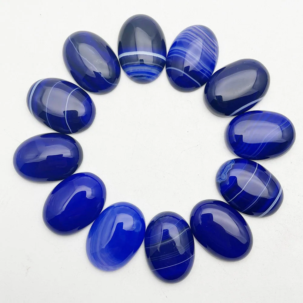 

natural stone beads 12Pcs/lot charm Dark blue onyx for jewelry making 25X18MM oval cabochon fashion Ring accessories No holes