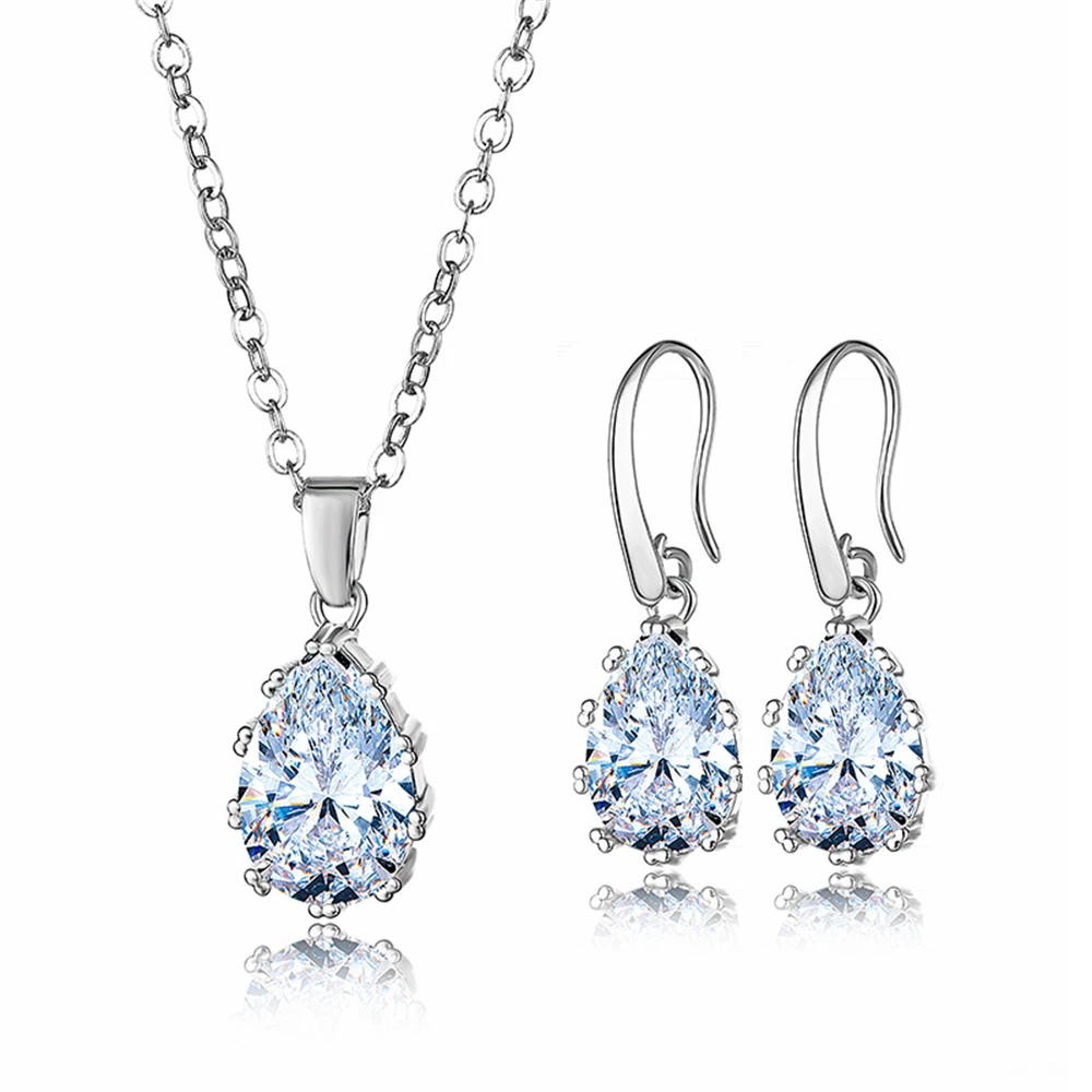 Delicate Water Drop Zircon Earrings Necklace Sets Fashion Simple Elegant Wedding Jewelry Gifts Suitable For Bride Women Lovers
Delicate Water Drop Zircon Earrings Necklace Sets Fashion Simple Elegant Wedding Jewelry Gifts Suitable For Bride Women Lovers