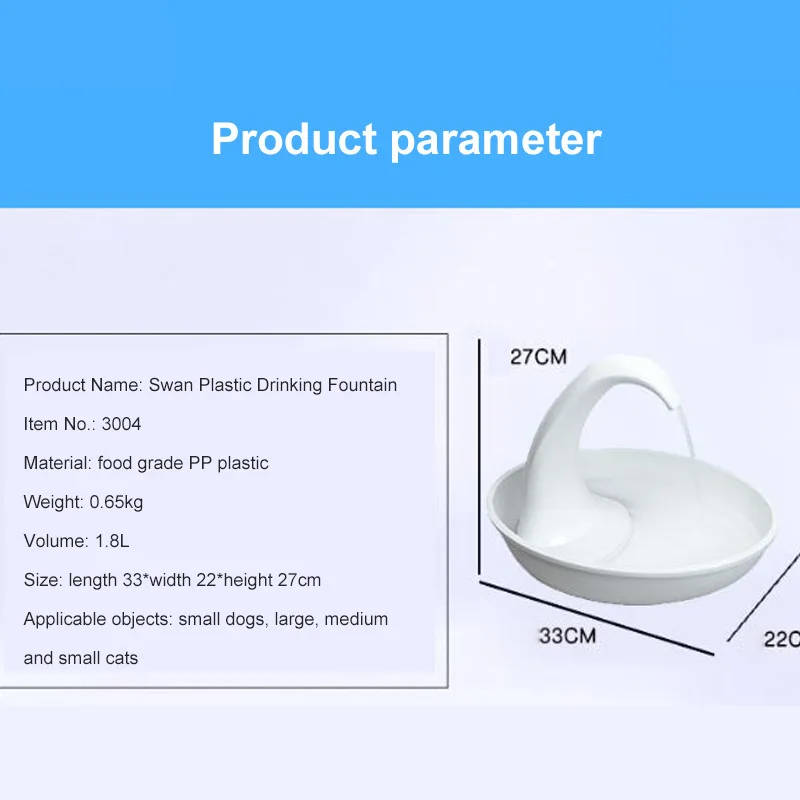 Cat Feeder Swan Pet Automatic Filter Drinking Fountain Mobile Fountain Dog Cat Drinking Fountain For Pet Supplies Accessories
Cat Feeder Swan Pet Automatic Filter Drinking Fountain Mobile Fountain Dog Cat Drinking Fountain For Pet Supplies Accessories