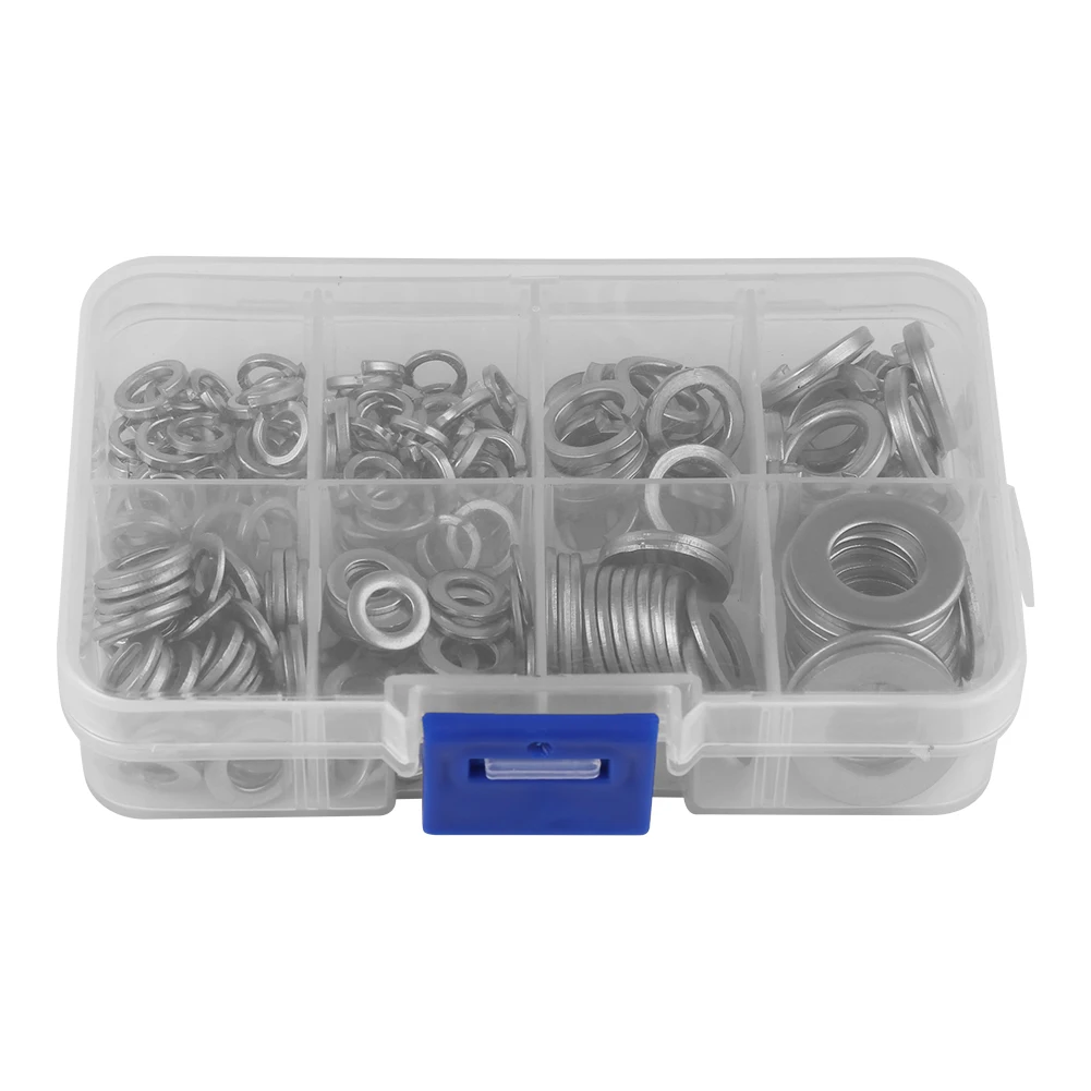 200 PCS Stainless Steel Flat & Spring Washer Lock Tool Kit M5 M6 M8 M10 with Box
200 PCS Stainless Steel Flat & Spring Washer Lock Tool Kit M5 M6 M8 M10 with Box