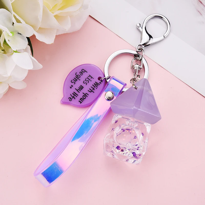 Creative Acrylic Into Quicksand Oil Perfume Bottle Love Key chain Flash Peach for Women Car Keychain Bag Pendant EH137
Creative Acrylic Into Quicksand Oil Perfume Bottle Love Key chain Flash Peach for Women Car Keychain Bag Pendant EH137