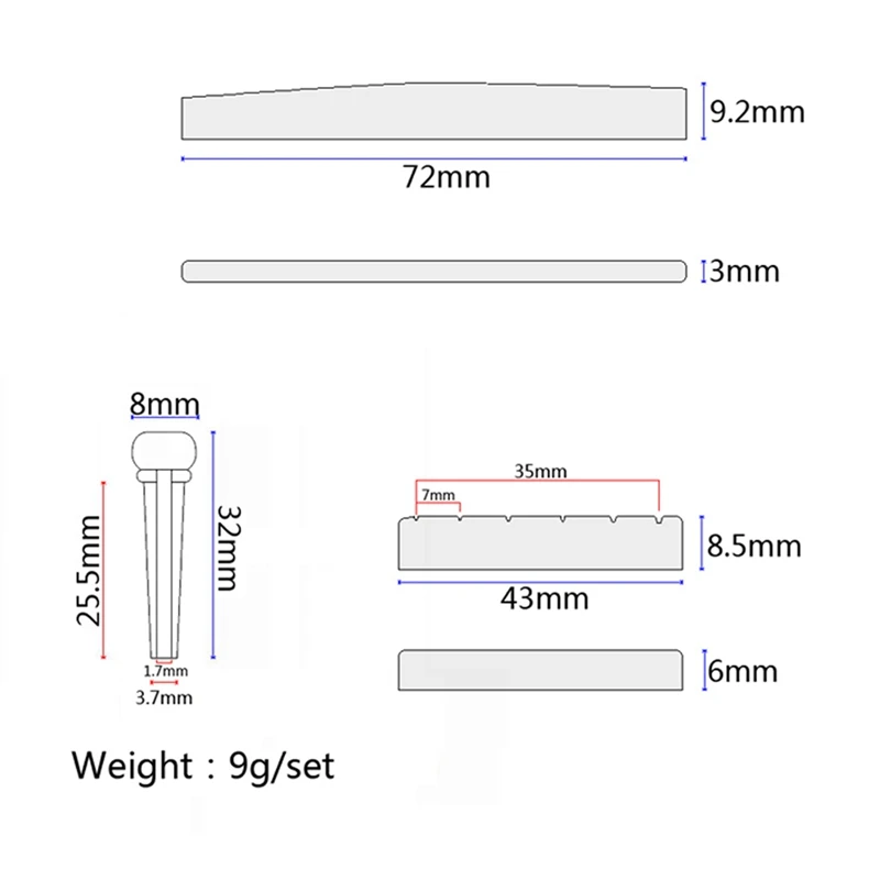 Acoustic Guitar String Plastic Bridge Pin Saddle Nut Guitar Replacement Parts Set Musical Instrument Accessories
Acoustic Guitar String Plastic Bridge Pin Saddle Nut Guitar Replacement Parts Set Musical Instrument Accessories