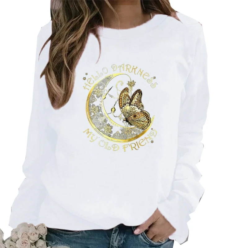 Women Long Sleeve Crewneck Sweatshirt Moon and Butterfly Graphic T Shirt My Old Friend Letters Printed Casual Loose Tops M7DD
Women Long Sleeve Crewneck Sweatshirt Moon and Butterfly Graphic T Shirt My Old Friend Letters Printed Casual Loose Tops M7DD