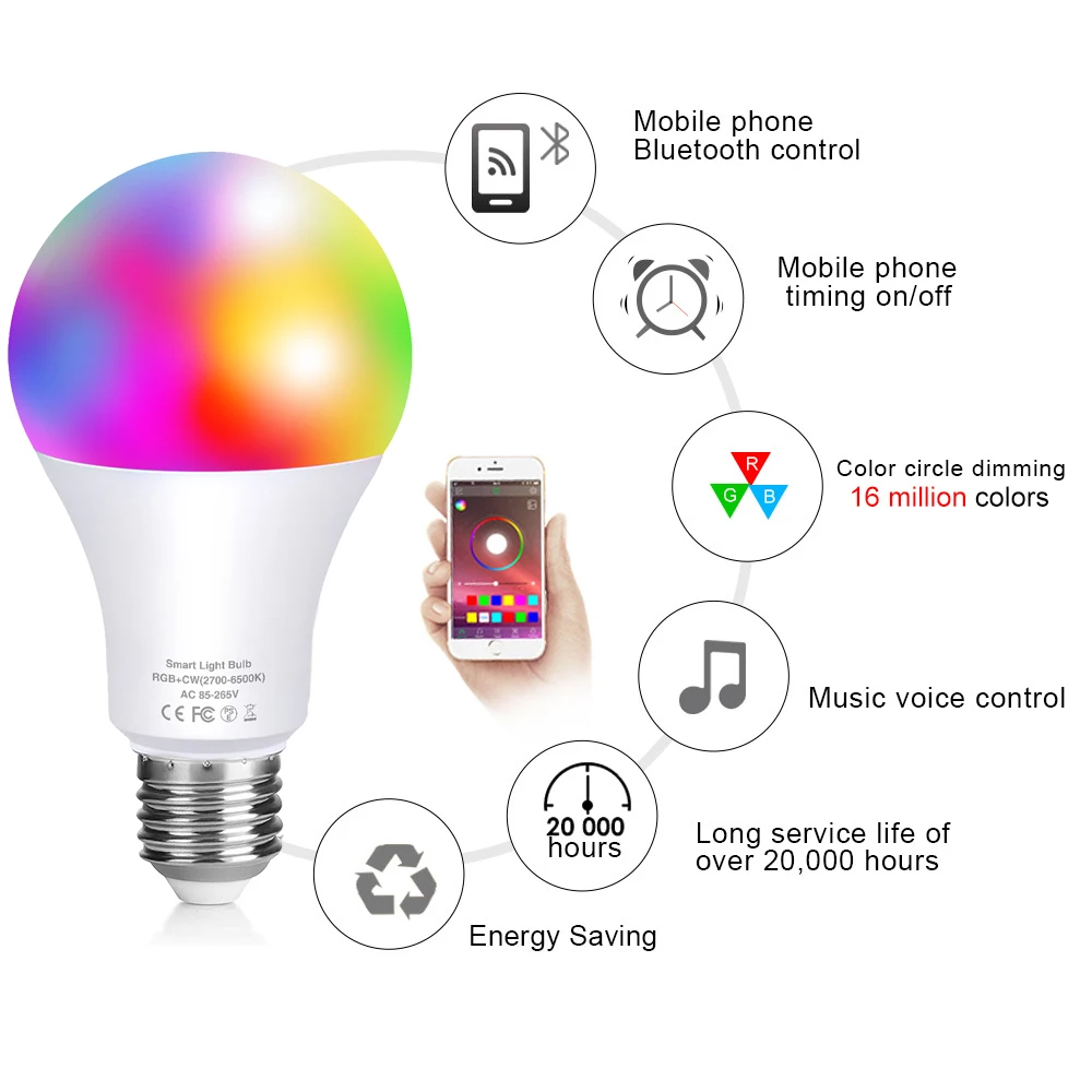 Smart Light Bulbs Dimmable RGBWW 10W LED Color Changing Bulbs No Hub Required Decorative Lighting Bulbs for Bedroom Living Room
Smart Light Bulbs Dimmable RGBWW 10W LED Color Changing Bulbs No Hub Required Decorative Lighting Bulbs for Bedroom Living Room