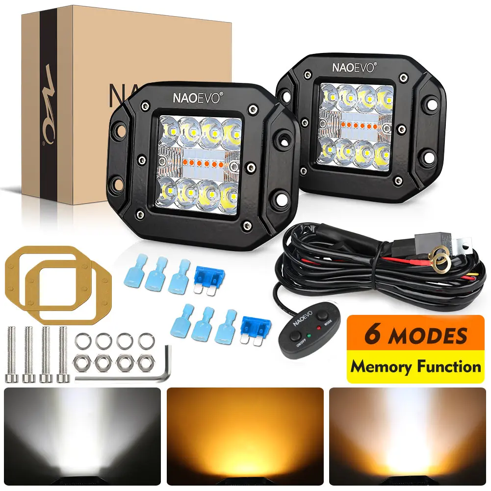NAOEVO Flush Mount Offroad Led Light Bar Pod 5Inch 72W 12V 24V Amber White Fog Drive Rear LED Work Lamp For Auto Truck Jeep SUV
NAOEVO Flush Mount Offroad Led Light Bar Pod 5Inch 72W 12V 24V Amber White Fog Drive Rear LED Work Lamp For Auto Truck Jeep SUV