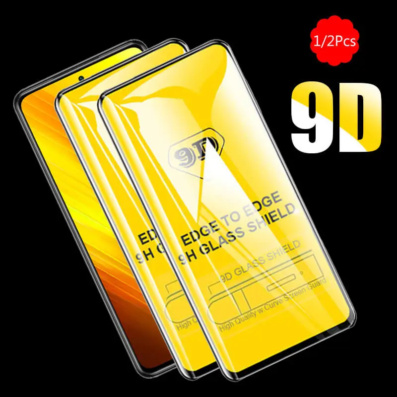 1/2 шт 9D Защитное стекло для Xiaomi Mi Poco X3 NFC полное покрытие 3D Xiomi Pocophone Защитная пленка