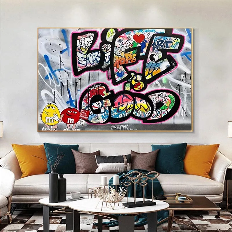 Graffiti Art Life Is Good Canvas Painting Poster and Prints Decorative Wall Art Pictures Cuadros for Living Room Decor
Graffiti Art Life Is Good Canvas Painting Poster and Prints Decorative Wall Art Pictures Cuadros for Living Room Decor