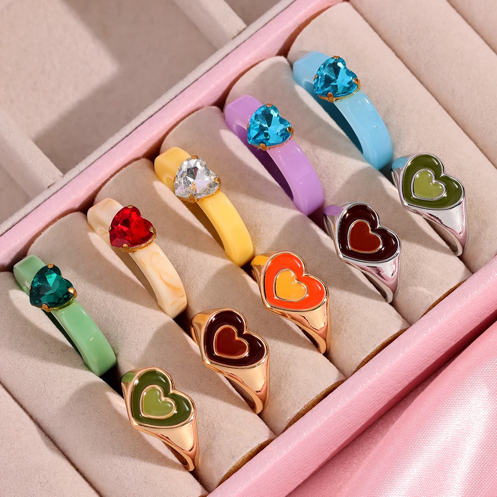 Flatfoosie New Creative Simple Love Heart Rings Set for Women Gold Enamel Butterfly Heart Yin Yang Couple Rings Trendy Jewelry 
Flatfoosie New Creative Simple Love Heart Rings Set for Women Gold Enamel Butterfly Heart Yin Yang Couple Rings Trendy Jewelry
