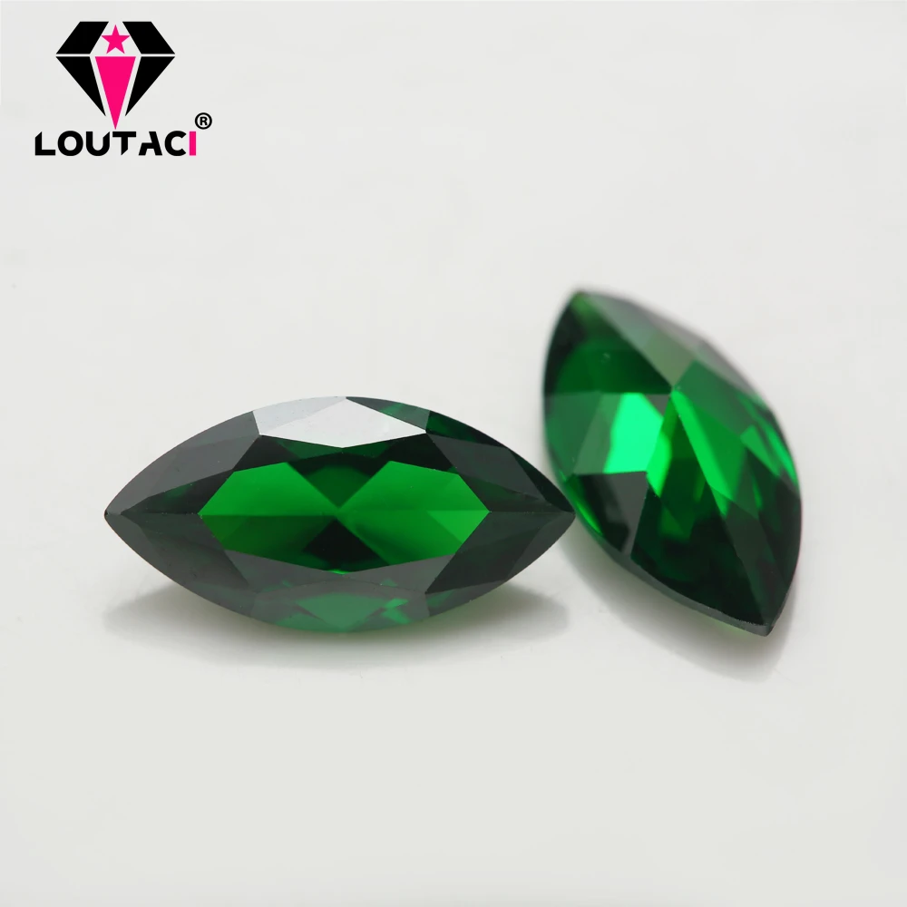 

LOUTACI Jewelry Gemstone Marquise Shape Green Color Color 5A Cubic Zirconia Small Size 1.5x3-3.5x7mm