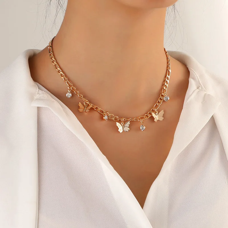 New Chic Butterfly Necklace Women Choker Figaro Chain Zircon Jewelry Gift Glamour Baroque Sweet Sparkling Choker Sexy Necklaces
New Chic Butterfly Necklace Women Choker Figaro Chain Zircon Jewelry Gift Glamour Baroque Sweet Sparkling Choker Sexy Necklaces