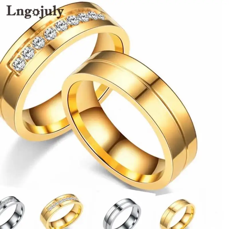 Модные ювелирные изделия, 6 мм, цвет под золото, сталь, цирконий, кольцо для женщин и мужчин, ювелирные изделия на годовщину вечерние вечеринк... 
Модные ювелирные изделия, 6 мм, цвет под золото, сталь, цирконий, кольцо для женщин и мужчин, ювелирные изделия на годовщину вечерние вечеринк...