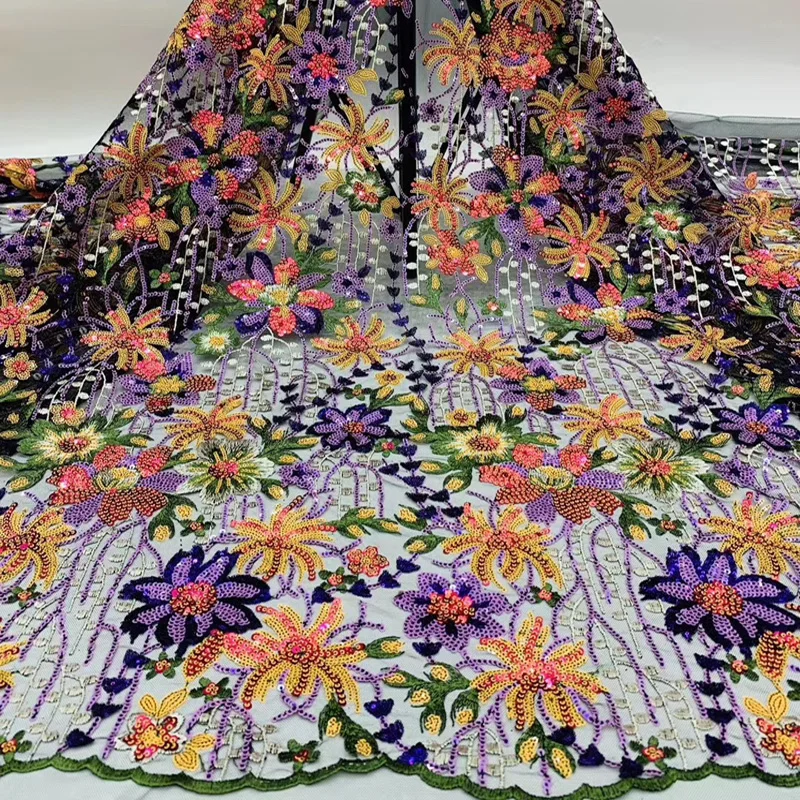 (5yards/pc) high grade French net lace amazing colorful sequins embroidered African tulle lace fabric for party dress FCC110 
(5yards/pc) high grade French net lace amazing colorful sequins embroidered African tulle lace fabric for party dress FCC110