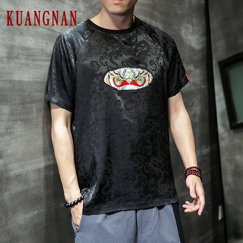KUANGNAN Monkey King футболка с вышивкой Мужская Уличная Футболка мужская хип хоп 5XL