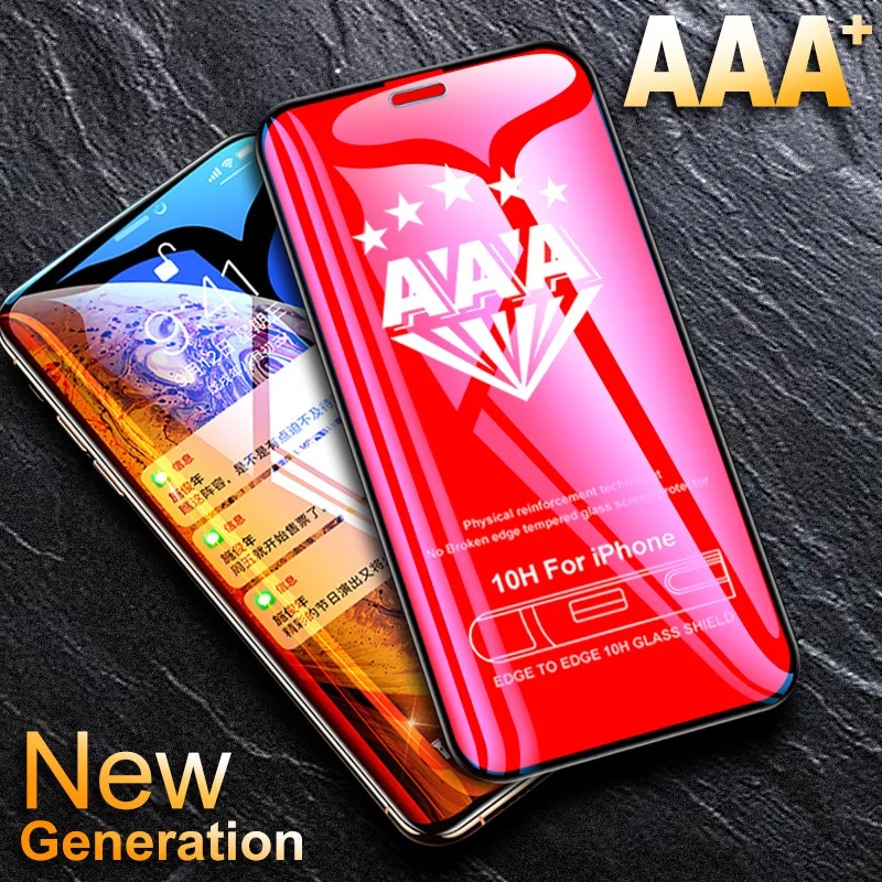 Защитное стекло закаленное с закругленными краями для iPhone X Xr Xs 11 Pro Max 6 6s 7
