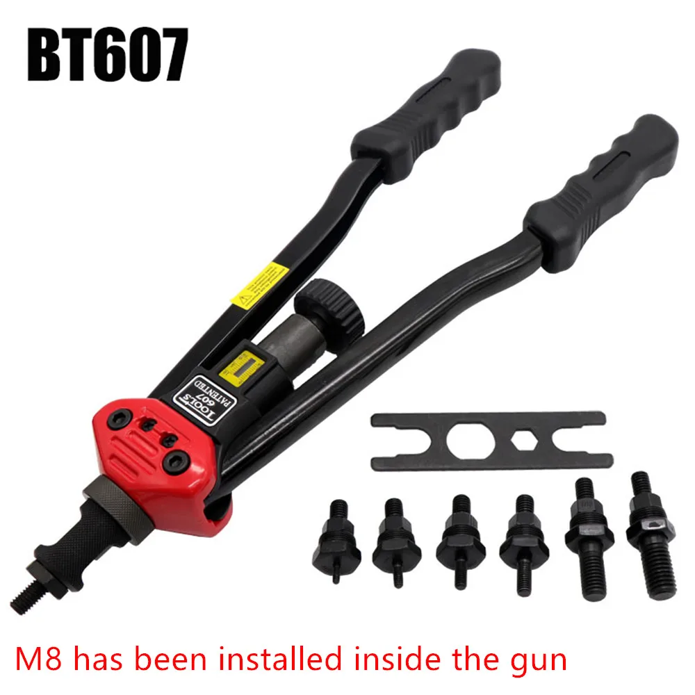 BT-607 Hand Riveter Rivet Nut Tool Hand Blind Riveter Hand Riveter Rivet Tool With 7 Metric Chucks M3 M4 M5 M6 M8 M10 M12
BT-607 Hand Riveter Rivet Nut Tool Hand Blind Riveter Hand Riveter Rivet Tool With 7 Metric Chucks M3 M4 M5 M6 M8 M10 M12