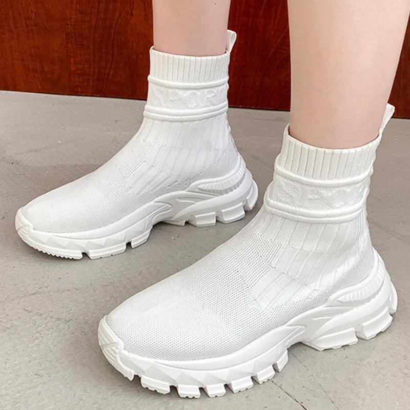 Кроссовки-носки женские на платформе, мягкие удобные, без застежки, Повседневная Теплая обувь, модные 
Кроссовки-носки женские на платформе, мягкие удобные, без застежки, Повседневная Теплая обувь, модные