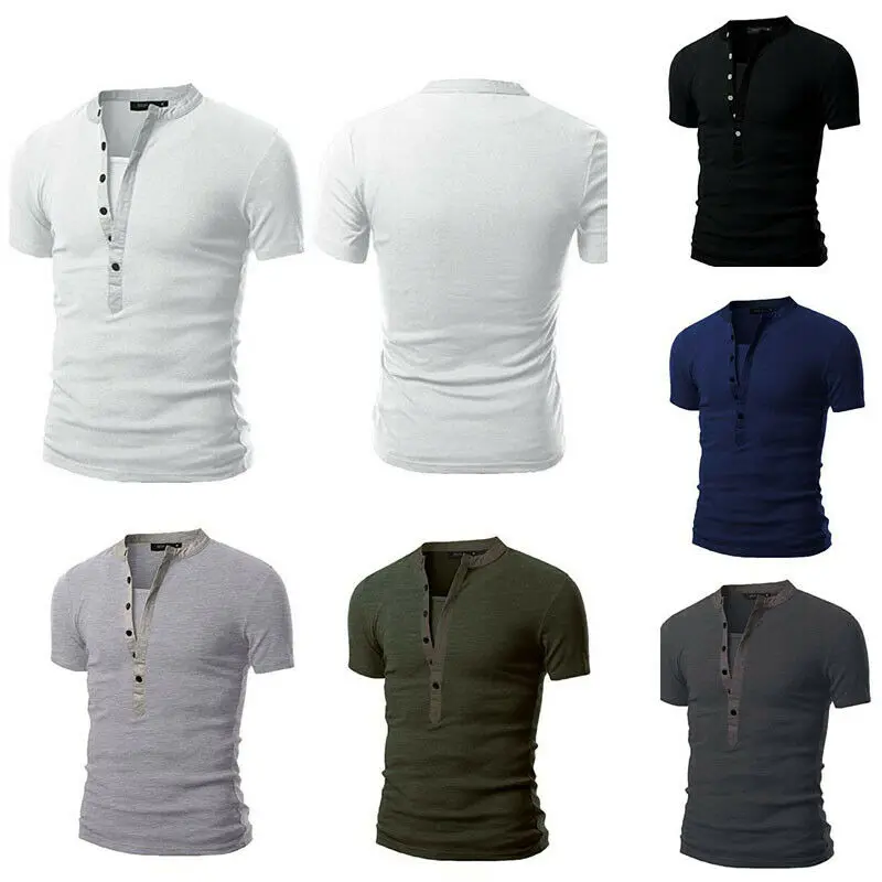 Модная мужская футболка приталенная Повседневная с V-образным вырезом и коротким