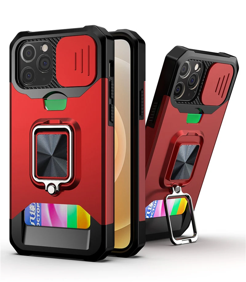 Card Slot Slide Lens Protection Phone Case For iPhone 13 11 12 Pro Max Mini Ring Holder Cover Anti-fall Protective Sleeve Cover
Card Slot Slide Lens Protection Phone Case For iPhone 13 11 12 Pro Max Mini Ring Holder Cover Anti-fall Protective Sleeve Cover