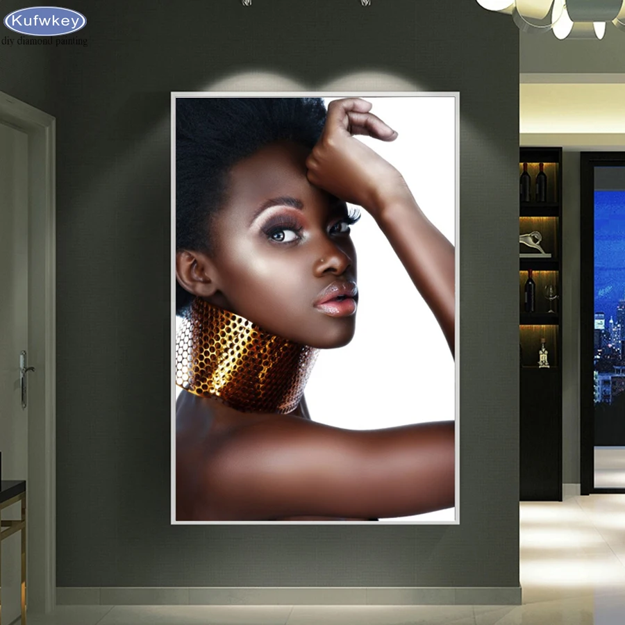 Фото 5D алмазная живопись сделай сам Африканская женщина полная квадратная круглая