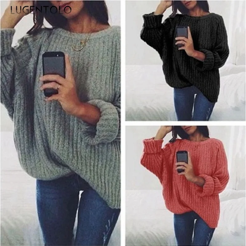 Lugentolo Women's Sweater Loose Solid Round Neck Spring Autumn Loose Sweater Pullover Lady Casual Simple Sweaters
Lugentolo Women's Sweater Loose Solid Round Neck Spring Autumn Loose Sweater Pullover Lady Casual Simple Sweaters