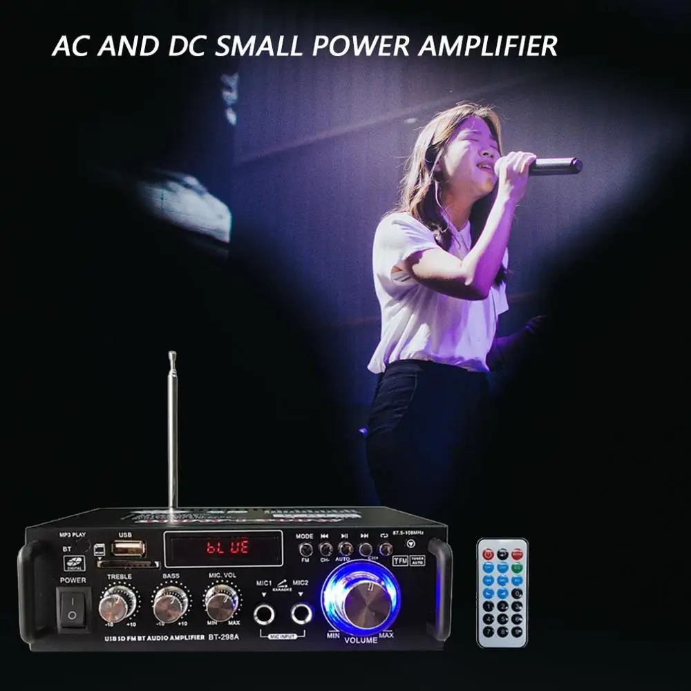 2020 Mini USB Bluetooth Home Audio Amplifier Support Remote Control 12/220V Household Theater Amplifiers Consumer Electronics
2020 Mini USB Bluetooth Home Audio Amplifier Support Remote Control 12/220V Household Theater Amplifiers Consumer Electronics