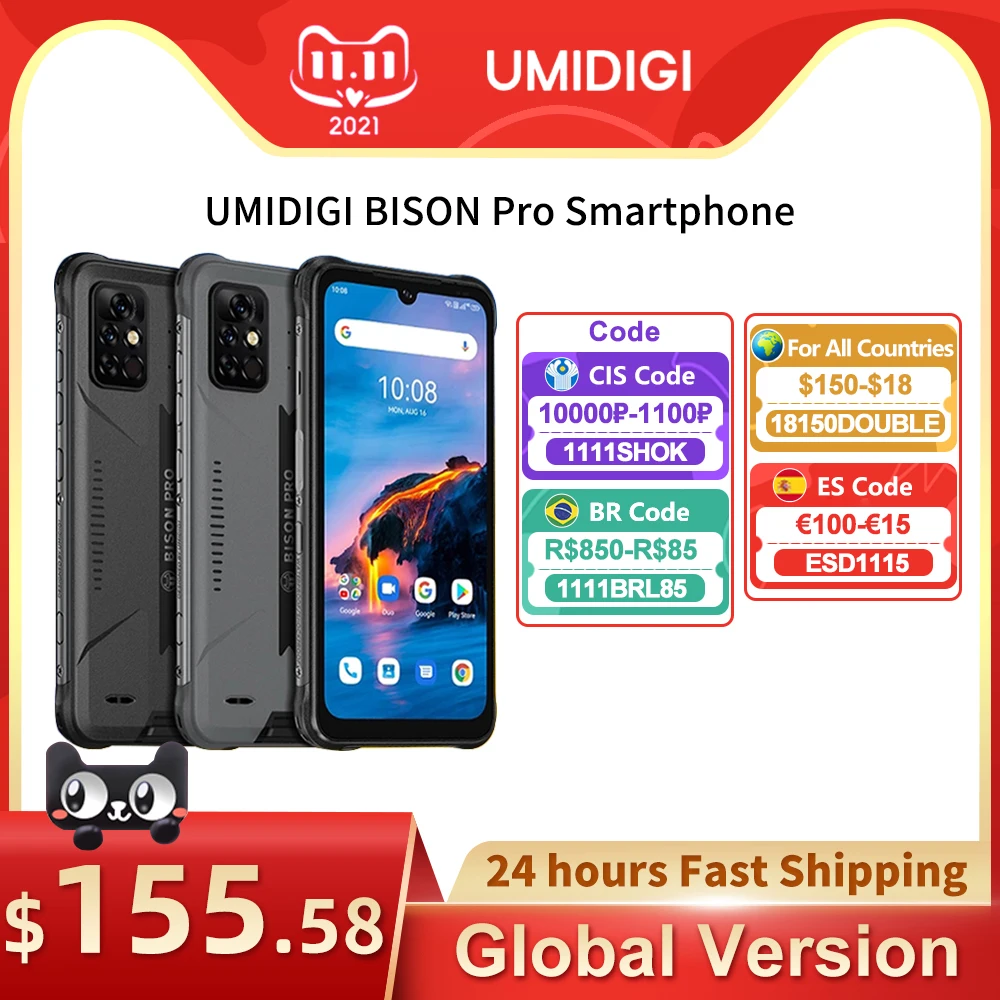 Смартфон UMIDIGI BISON Pro, 128 ГБ, IP68/IP69K, Helio G80, NFC, камера 48 МП, экран 6,3 дюйма FHD +, 5000 мАч
Смартфон UMIDIGI BISON Pro, 128 ГБ, IP68/IP69K, Helio G80, NFC, камера 48 МП, экран 6,3 дюйма FHD +, 5000 мАч
