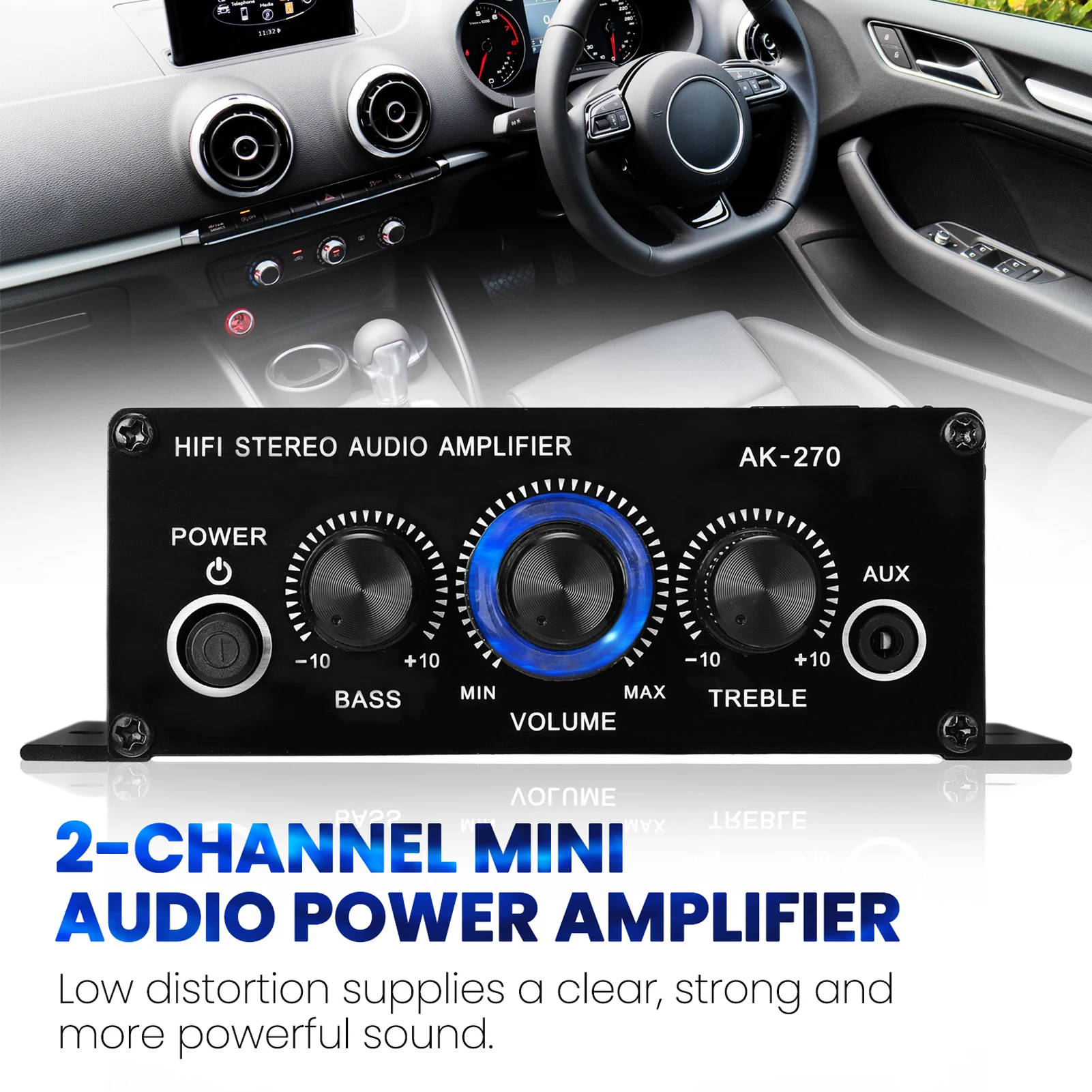 AK270 Mini Audio 2-Channel Stereo Power Amplifier Portable Sound AUX Input Speaker Amp for Car and Home | Электроника