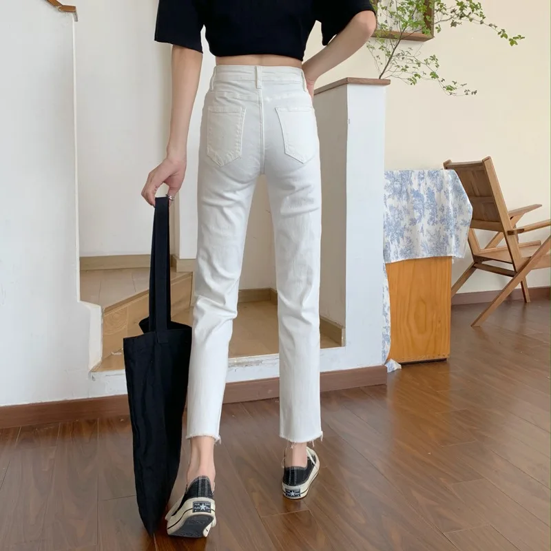 White Jeans Women's Small High Waist Straight Pants 2021 New Spring and Autumn Slimming Ankle-Length Cigarette Pants Trendy 
White Jeans Women's Small High Waist Straight Pants 2021 New Spring and Autumn Slimming Ankle-Length Cigarette Pants Trendy