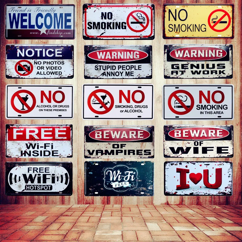 Free Wifi Vintage Metal License Signs Decorative Plates for Club Pub Bar Wall Decor Cue Slogans Christmas Gift 30*15cm N127
Free Wifi Vintage Metal License Signs Decorative Plates for Club Pub Bar Wall Decor Cue Slogans Christmas Gift 30*15cm N127