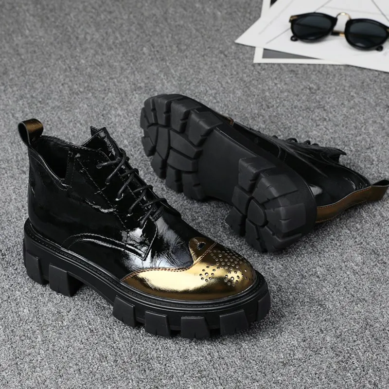 Genuine Leather Carved Short Boots Cowhide Mixed Colors Womens Vintage Round Toe Lace Up Height Increasing Flat Ankle Boot
Genuine Leather Carved Short Boots Cowhide Mixed Colors Womens Vintage Round Toe Lace Up Height Increasing Flat Ankle Boot