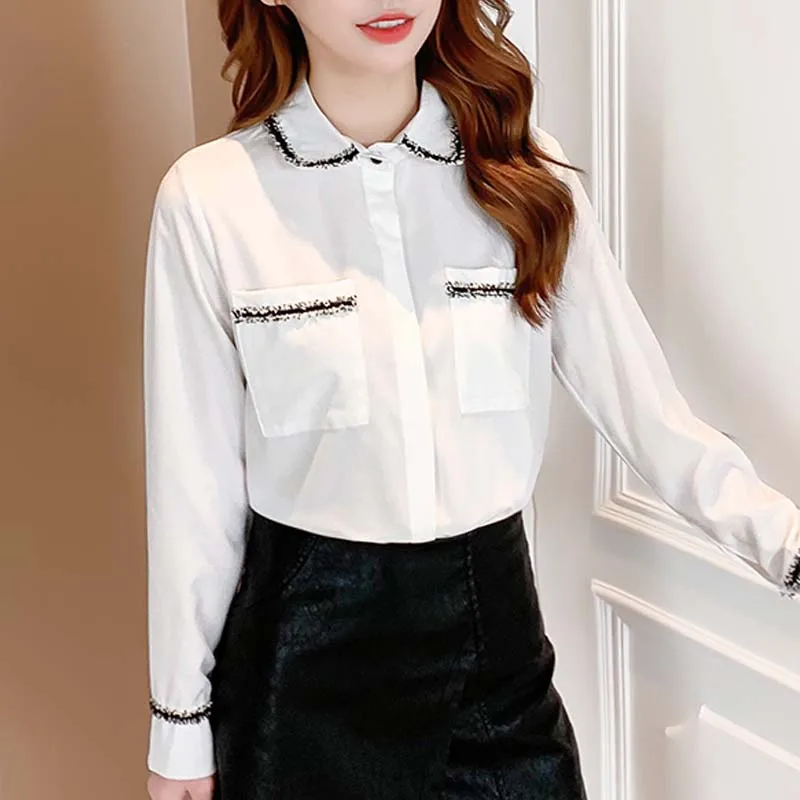 Женские Модные шифоновые топы и блузки с длинным рукавом, офисные женские рубашки, белая одежда 2019, Повседневная Женская блузка A075 
Женские Модные шифоновые топы и блузки с длинным рукавом, офисные женские рубашки, белая одежда 2019, Повседневная Женская блузка A075