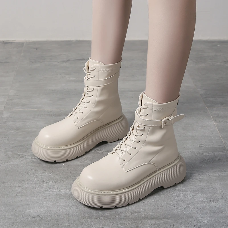 Women Platform Mid Calf Boots Ladies Pu Leather Lace Up Fashion Shoes Female Buckle Strap Casual Increase Height Sneakers Black
Women Platform Mid Calf Boots Ladies Pu Leather Lace Up Fashion Shoes Female Buckle Strap Casual Increase Height Sneakers Black
