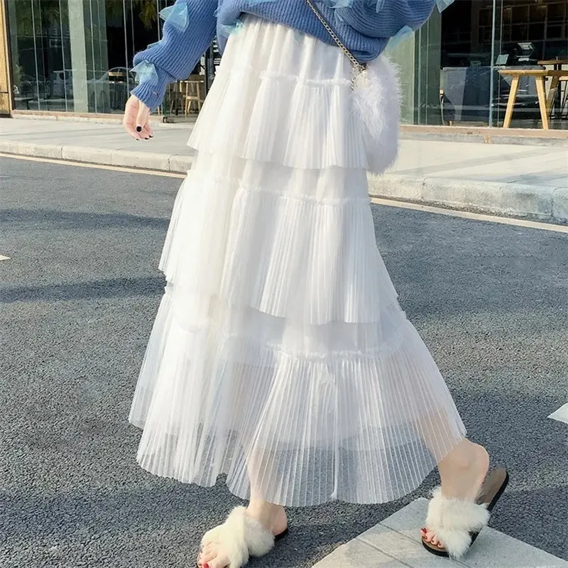 Skirts Women Elastic Waist Mesh Layered Mid Length Skirt Summer Fashion Boho Beachwear Ladies Solid Color High Waist Skirts
Skirts Women Elastic Waist Mesh Layered Mid Length Skirt Summer Fashion Boho Beachwear Ladies Solid Color High Waist Skirts
