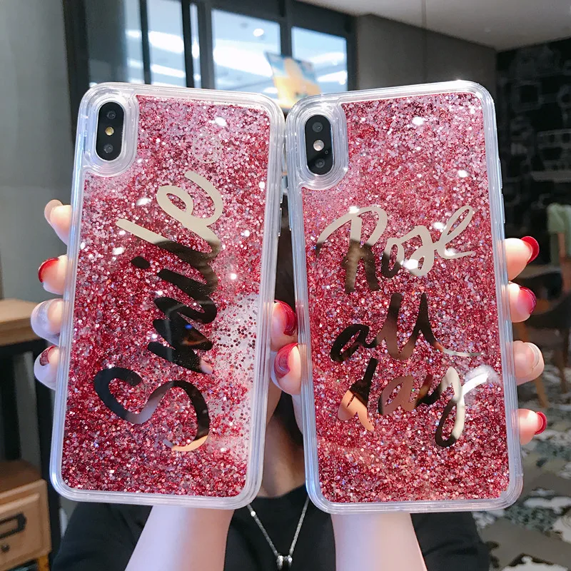 Роскошный блестящий Жидкий чехол для iPhone 11 Pro Max 7 8 6 6S Plus X XR XS SE 2020 Smile Dream мягкие