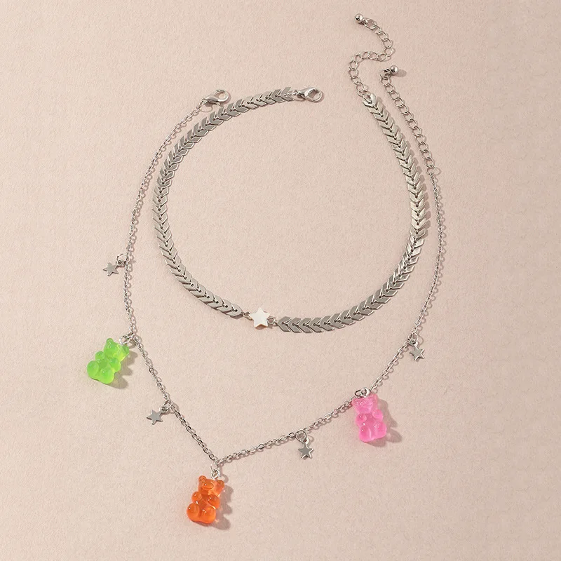 Candy Color Cartoon Gummy Bear Chain Choker Necklaces Double Layer Star Bear Necklaces for Women Girl Pendant Necklace Jewelry
Candy Color Cartoon Gummy Bear Chain Choker Necklaces Double Layer Star Bear Necklaces for Women Girl Pendant Necklace Jewelry