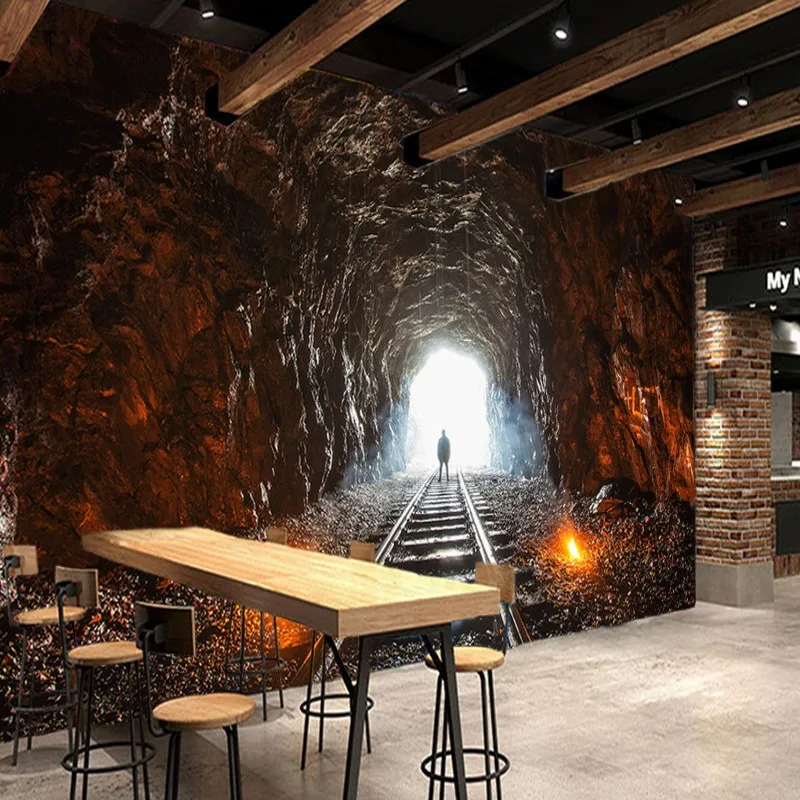 

Dropship Photo Wallpaper Shocked 3D Space Extended Cave Tunnel Background Wallpaper Bar KTV Mural Restaurant Wallpaper