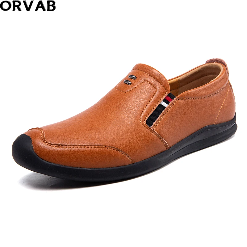 Mens Loafers Shoes Luxury Brand Fashion Casual Men Shoes Black Brown Male Driving Shoes Leather Non-slip Flat Shoes Men Loafers