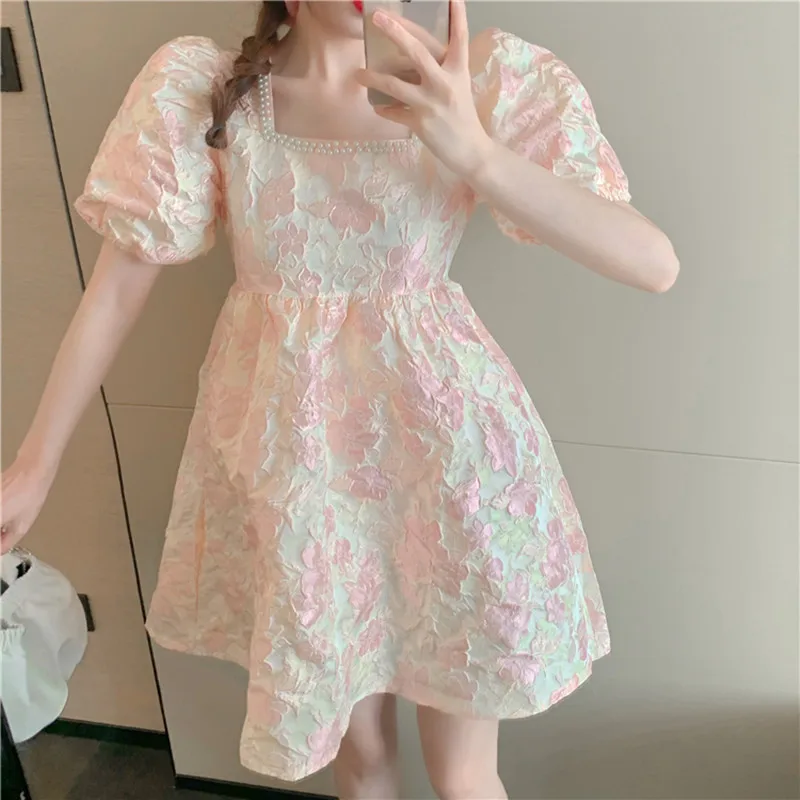 Pearl jacquard Dress Women Mini Summer Vestido Ropa Mujer Corto Party Robe Puff sleeve Beach Festa pink Ladies Dresses Mulher
Pearl jacquard Dress Women Mini Summer Vestido Ropa Mujer Corto Party Robe Puff sleeve Beach Festa pink Ladies Dresses Mulher