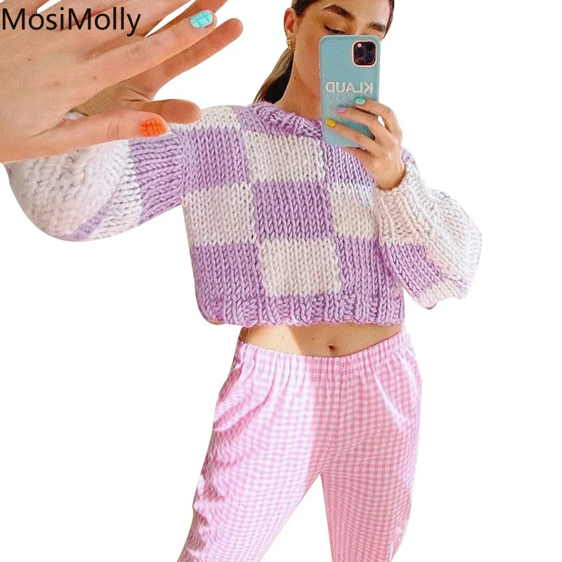 MosiMolly 2021 Winter Plaid Sweater O neck Purple Sweater Jumper Pullovers Women
MosiMolly 2021 Winter Plaid Sweater O neck Purple Sweater Jumper Pullovers Women