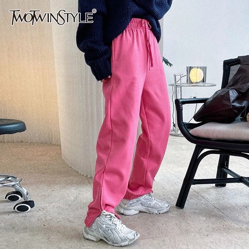 Женские брюки-карандаш TWOTWINSTYLE, Осенние повседневные свободные длинные брюки с высокой талией, карманами и кулиской, 2021
Женские брюки-карандаш TWOTWINSTYLE, Осенние повседневные свободные длинные брюки с высокой талией, карманами и кулиской, 2021