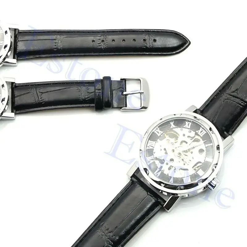 

Классические мужские спортивные механические наручные часы с черным кожаным ремешком