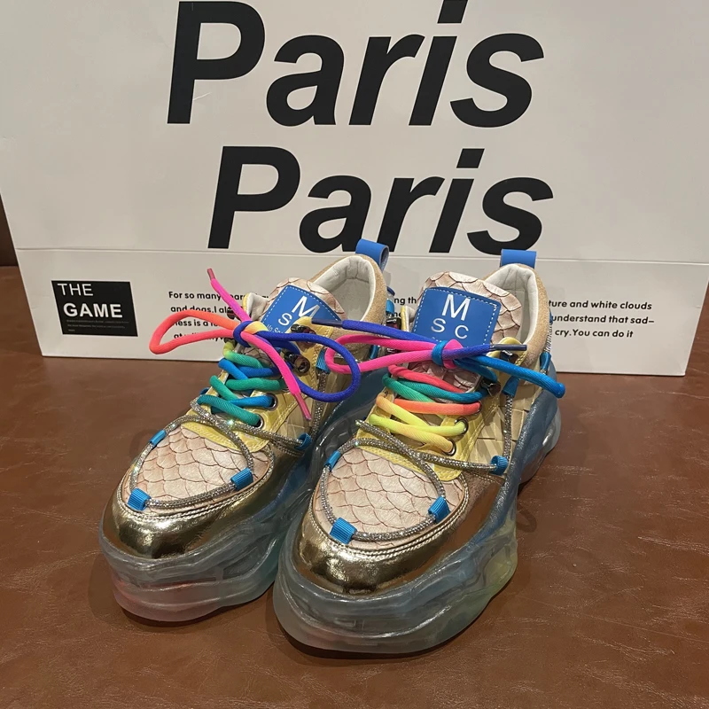 2021 New Women Rainbow Mixed Colors Sneakers Fashion Autumn Female Casual Shoes Breathable Ladies Jelly Platform Dad Footwear
2021 New Women Rainbow Mixed Colors Sneakers Fashion Autumn Female Casual Shoes Breathable Ladies Jelly Platform Dad Footwear
