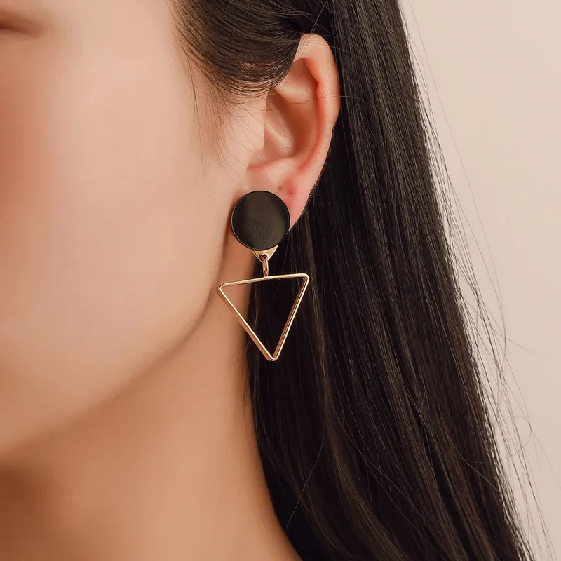 New Fashion Round Dangle Drop Korean Earrings For Women Geometric Heart Gold Earring Wedding Jewelry | Украшения и аксессуары