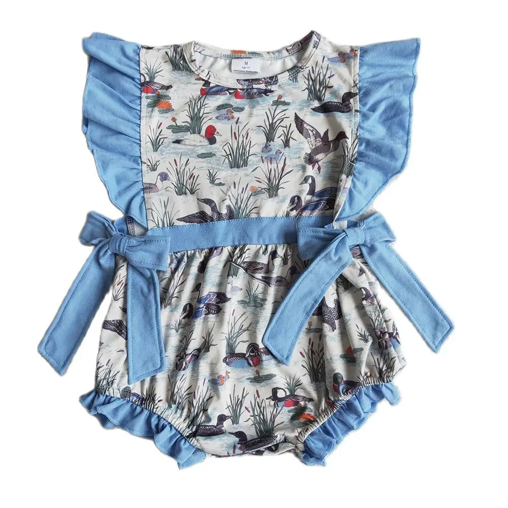 Infants Girl Summer Flutter Sleeve Romper Toddler Girl Animal Print Blue Ruffles Jumpsuit With Bow 
Infants Girl Summer Flutter Sleeve Romper Toddler Girl Animal Print Blue Ruffles Jumpsuit With Bow